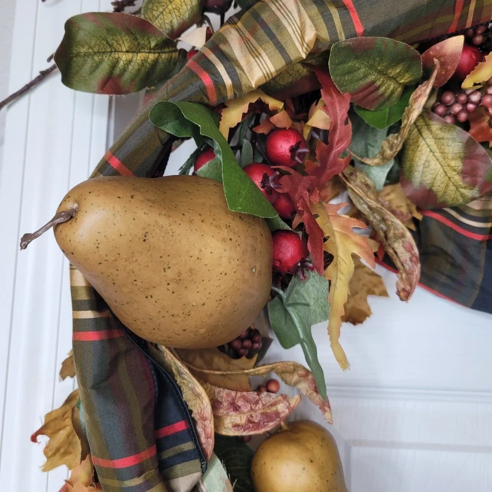 Grandin Road Finley Hill Mantle Swag Garland #14107 Pears Berries Acorns 6' Long